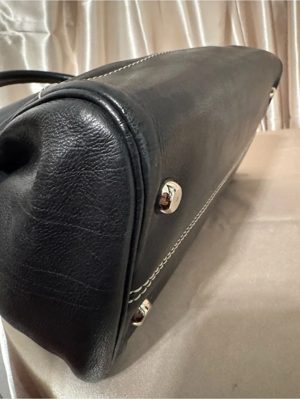Marc Jacobs Daria Black Leather Top-Handle Satchel with silver Hardware